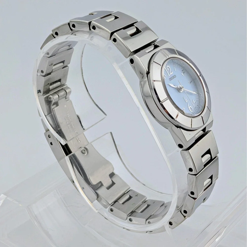 Vintage Seiko Lukia Women's Watch 4N21-1130 Blue MOP Dial Stainless Steel 5.75